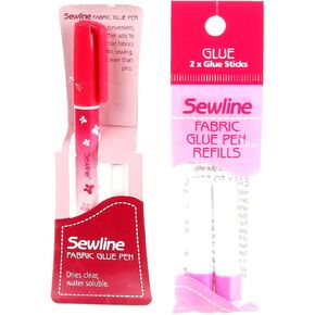 Bundle of Sewline Fabric Glue Pen(s) Blue, and Fabric Glue Pen Refill 2-Pack(s) Blue (1 Pen, 1 2-pack Refills)