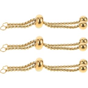 OHPHCALL 3pcs Adjustable Slider Bracelet Slider Extender Chains Gold Slider Bracelet with Ball Ends Jewelry Making Findings for DIY Bracelet Craft