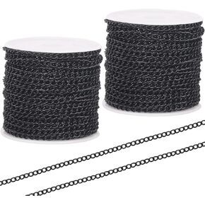 60 Feet Metal Iron Jewelry Chains 3mm Bulk Curb Necklace Chains for Jewelry Making (3mm Gold and Silver)