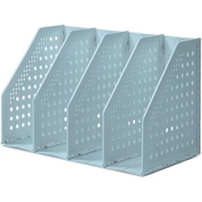 ZQS Collapsible Plastic Magazine File Holder,Vertical Binder Storage Organizer for Desk Sturdy Plastic Binder Organizer 4 Vertical Hollow Compartmente，Desktop Accessories for Home and Office Storag