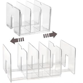 Sylfaen 2-Pack Clear Desktop File Organizer, Expandable Acrylic File Sorter Auto Rebound, Multifunction 5 Sections File Folder Holder for Magazines, Books, Letters, Papers, Notebooks