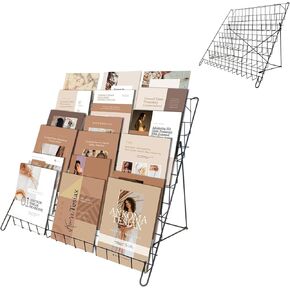 6 Tier Wire Magazine Rack Comic Book Rack Wide Wire Tabletop Display Rack Wire Magazine Rack for Exhibitions Office Table Top Book Brochure Literature Comic Greeting Card Shelf Holder Stand