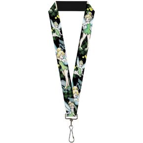 Buckle Down Lanyard-1.0-Tinker Bell 4-Poses/Paint Splatter Black/gre