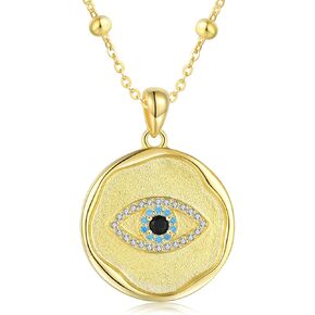 925-Sterling-Silver 18K Gold Evil Eye Necklace for Women - Evil Eye Protection Jewelry Chirstmas Birthday Gift for Girls Teens Daughter