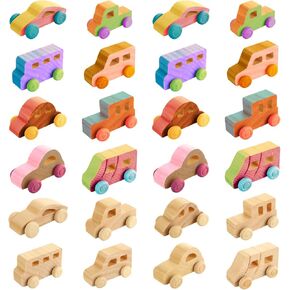 24 PCS Wooden Cars to Paint Unfinished Wood Cars DIY Car Wooden Painting Crafts Wooden Race Cars for Home Activities Craft Projects Woodworking Handcraft Projects