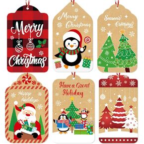 60 Pcs Christmas Gift Tags with String,Christmas Gift Labels for Women and Men,Christmas Gift Name Tags for Christmas Gift,Christmas Tags for Gifts with String