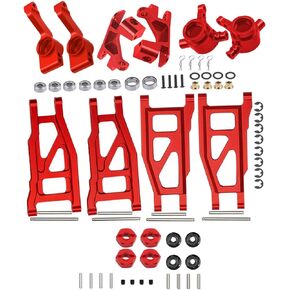 Upgrades Part for 1/10 Slash/Rustler/Stampede/Hoss 4x4 VXL 4wd,Alloy Suspension Arm,Caster Block,Steering Blocks,Rear Stub Axle Carriers,4pcs Wheel Hex,Red (More Durable Arm)