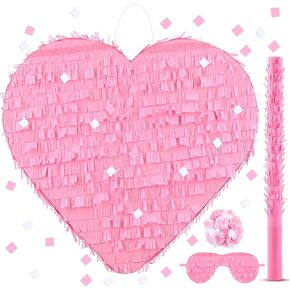 Pink Heart Piñata for Girls Piñata with Stick Blindfold Nurse Love Piñata for Girls Boys Birthday Baby Shower Party Supplies 15.35 x 12.59 Inch