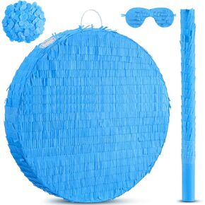 Jenaai 16 Round Blank Piñata with Piñata Stick Bat Blindfold and Confetti for Adults Kids Boys Girls Birthday Carnival Party Supplies to DIY and Create Your Own Piñata(Black)