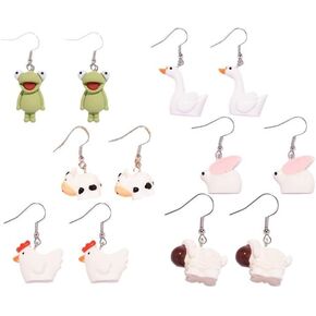4/5 Pairs Cute Resin Heart-shaped Lollipop Drop Earring Handmade Candy Color Simulation Food Dangle Earring Funny Cartoonn Friendship Exaggerated Trend Style Jewelry for Women Girl-4 Pairs-Transparent