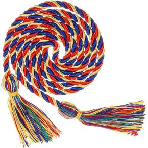 uxcell Graduation Honor Cord 67" with Tassel Polyester Braided Honor Cord Graduation Ropes for Graduation Party Ceremonies Graduates, Blue/Red/Yellow