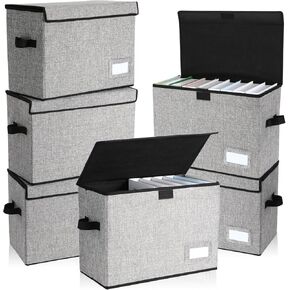 Chuangdi 6 Pcs Comic Book Storage Boxes, Collapsible Comic Short Box Case with Lid, 15.8 x 7.9 x 11.4 Inch Comic Book Bin Container Holds 150 Comics(Black)