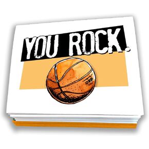 Play Strong Elite You Rock Basketball Note Cards 12-Pack (4.25"x5.5") Illustrated Note Card Set 12-Pack Awesome for Basketball Players, Coaches, Fans and Fanatics
