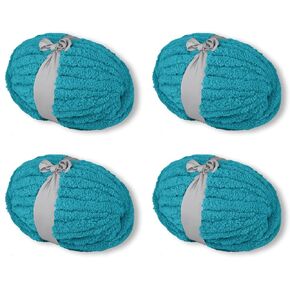 Green Chunky Yarn Soft Thick Fluffy Jumbo Chenille Yarn for Luxurious Blankets, Throw, Home Decor - for Arm Knitting, Crochet & Knitting Projects (4-Pack/2.1 lb, 132yds)