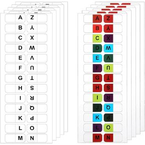 A-Z 26 Alphabet Tabs Self Adhesive White and Colorful Letters Tabs Sticky, 260 Pcs Alphabet Page Tabs Self Adhesive Page Tabs Alphabetical Tabs Indexes for Books, Dictionary, Notes, File (10 Sheets)