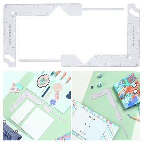 Book Cover Guide, Book Cover Guide Ruler, Book Cover Guide Tool, 5 in 1 Metal Book Cover Guide Tool for Making Book Cover Creating Book or Album Covers Out of Chipboard (2Pcs)
