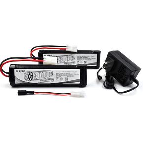 (2-Pack) 8.4V 3000mAh Ni-MH Battery with XT60 Plug and Balance Charger Replacement for 1/10 Brushed Radio Control Boats, 2WD and 4WD Cars, Trucks & Buggies