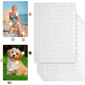 Sumind 24 Sheets Sublimation Puzzle Blank Jigsaw Puzzles for Kids DIY Arts and Crafts Projects Heat Press Thermal Transfer Make Your Own Puzzles(A4-120 Style)