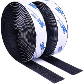 3M Hook and Loop Double Sided Tape, Self Sticky Adhesive Tape, Interlocking Tape Sewing Fasteners for Window Fixing, Photo Frames, Mosquito Net, Carpets, Car and DIY, 1 in *10 FT *2 Rolls-Black