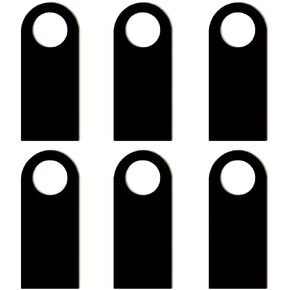 6pcs Wooden Door Sign Hanger Mini Double-Sided Wood Blackboard Chalkboard Message Notes Memo Board Door Knob Hanger Sign, Black Three