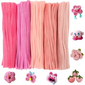1500 قطعة من منظفات الأنابيب بألوان متنوعة من سيقان شانيل لديكورات الأعمال الفنية اليدوية، 5 ألوان من منظفات الأنابيب للمشاريع المدرسية الإبداعية، وردي، 6 مم × 12 بوصة in Kuwait