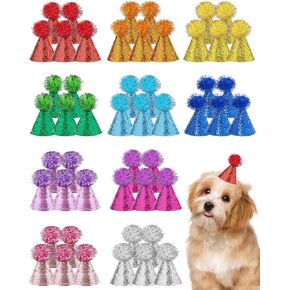 PET SHOW 50 Pack Mini Party Hats Bulk for Small Dog Birthday Stuffed Animals Dolls Puppies Cats Rabbits Party Hats Headband Kitten Pet Grooming Costume Accessories