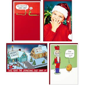 Hallmark Shoebox Funny Boxed Christmas Cards Assortment, Crack Me Up (4 Designs, 24 Christmas Cards with Envelopes) (5XPX9457)