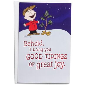 DaySpring - Peanuts - Good Tidings Great Joy - 50 Bulk Christmas Cards, KJV (J4792), Multi