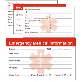 RXBC2011 Emergency Medical Information Card Pack of 30