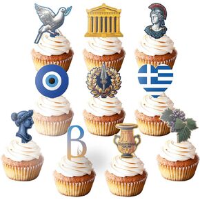 Greek Cupcake Toppers Beta Greek Letter Cupcake Topper Greek Mythology Decor Goddess Flag Eye Ancient Greek Theme Cupcake Decorations for Women Men