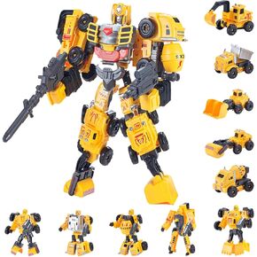 Robet Construction Vehicles Set, Constructo Modular Transforming Toy Set 5-in-1 Transform Robots for Kids 3 for Boys