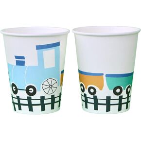 Steam Train Paper Birthday Party Cups (Set of 8) | Steam Train Party Cups | Train Paper Cups | Vintage Train Cups | Train Party Supplies |Train Party Decor