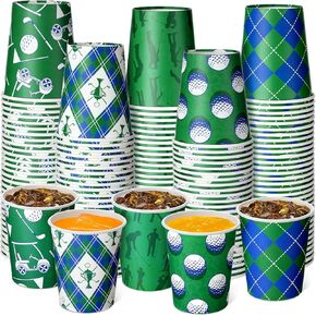 Yaomiao 200 Pieces Golf Party Disposable Paper Cups Bulk 9 oz Golf Themed Disposable Coffe Paper Cups for Golf Party Favors Golf Lover Supplies
