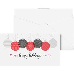 Happy Holidays Envelopes w/Blank Cards for Notes – Money, Check, Currency Holder, Christmas New Year Greeting for Cash, Coins, Presents, Gift Cards | 3-5/8 x 6-1/2" | 25 per Pack (Happy Holidays)