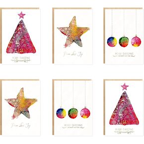 easykart labels 18 Christmas Cards Assortment with Envelopes & Sealing Stickers, 3 Holiday & Christmas Theme Designs With Gold Foling effect, 6.75" x 4.5" For Friends, Family and loved Ones