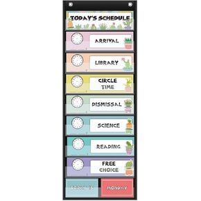 Mewise Large Classroom Daily Schedule Pocket Chart, Back to School Decor,Homeschool Daily Schedule Kids Daily Schedule Personalized Daily Schedule Pocket Chart Homeschool & Classroom (White) in Kuwait