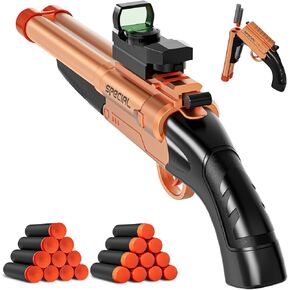 Toy Gun Soft Bullets,Rifle Short Double Barrel Shotgun Toy Toys Foam Blasters with EVA Darts, Shooting Games Education Toy Model for 8+ Kids Boys Girls Adults Gifts (Silver)