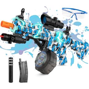 Large Gel Ball Blaster with Drum & Mag, Automatic and Manual Splatter Blaster with 40000 Gel Rounds, Electric Splat Blaster and Goggles for Outdoor Activities (Blue)