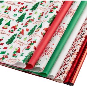 Christmas Tissue Paper for Gift Bags- 100 Sheets of Tissue Paper for Christmas Gift Wrap- (20"x20") Holiday Tissue Paper Bulk 100 Sheets-Cute Gnome Designs (Cute Gnome Theme)