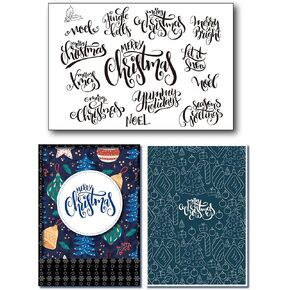Arbuya Merry Christmas Let it Snow Silicone Stamps Season's Greetings Jingle Bells Phrase Sentiment Clear Stamps for Decorative Card Making Journaling and Scrapbooking Paper Crafting DIY