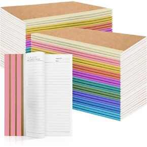 60 Pack Bulk Kraft Composition Notebooks with Rainbow Spine Inside 60 Pages A5 Paper 8.3 "X 5.5" As Notepad and Journal for Office and School