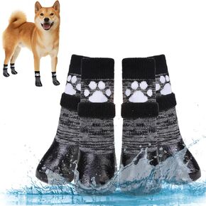 KOOLTAIL Anti Slip Dog Socks for Hot Pavement, Waterproof Dog Boots Paw Protector with Straps Traction Control for Hardwood Floor, Prevent Licking Dog Booties for Small Medium Large Senior Old Dogs