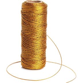 Marrywindix 110Yards Metallic Bakers String Christmas Decorative Twine Gold Wrapping Twine String Craft Twine Present Wrapping Cord for Christmas Decor DIY Crafting Presents Gift Tags
