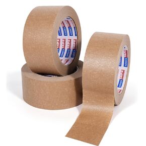 ADHES Heavy Duty Kraft Paper Tape, 2 Inch x 43 Yards, 6 Rolls Eco Friendly & Biodegradable, Writable & Uncoated Brown Packing Tape Paper Packing Tape for Masking, Sealing, and Packaging Use,