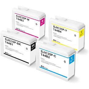 SJIC35P Ink Cartridges Remanufactured CW-C6000P C13T44B120 C13T44B220 C13T44B320 C13T44B420 Compatible for ColorWorks CW-C6000P CW-C6500A CW-C6500P CW-C6000A Color Inkjet Gloss Label Printers (4Pack)