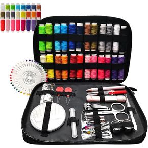 XWYQSLJY Sewing Kit Basic with Case, 130 pcs Sewing Supplies for Home Travel and Emergency, Contains 24 Spools of Thread of 100m, Mending and Sewing Needles, Scissors, Thimble, Tape Measure etc