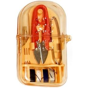 ASEANAO Mini Travel Sewing Kit DIY Sewing Supplies Portable Sewing Tool Kits Plastic Sewing Kit Box Beginner Friendly Emergency Sewing Repair Kit (Orange)
