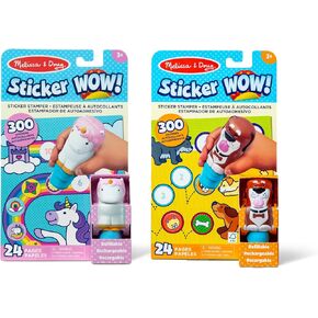 Melissa & Doug Sticker Wow!™ Dog and Unicorn Bundle: 2 24-Page Activity Pads, 2 Sticker Stampers, 600 Stickers, Arts and Crafts Fidget Toy Collectible Characters
