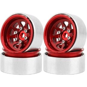 1.0 Beadlock Wheel -3.78mm Offset Wheel Rims for 1/18 1/24 RC Crawler Car Axial AX24 SCX24 FMS FCX24 TRX4M Upgrades (Dark red)