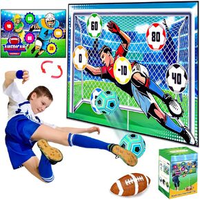 2 in 1 Soccer Ball Games Set& American Football Toss Party Favors Toys for Boys 8-12 Indoor Outdoor Backyard Throwing Target Kids Soccer Gift for 4 5 6 7 8 9 10+ Year Old Boys Girls Birthday Christmas